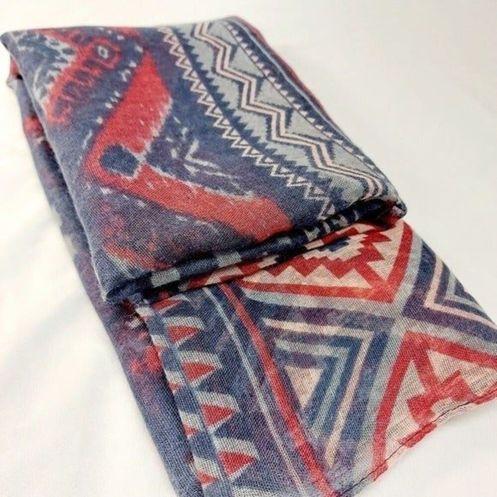 West loop scarf 64" X 30" Aztec print semi sheer